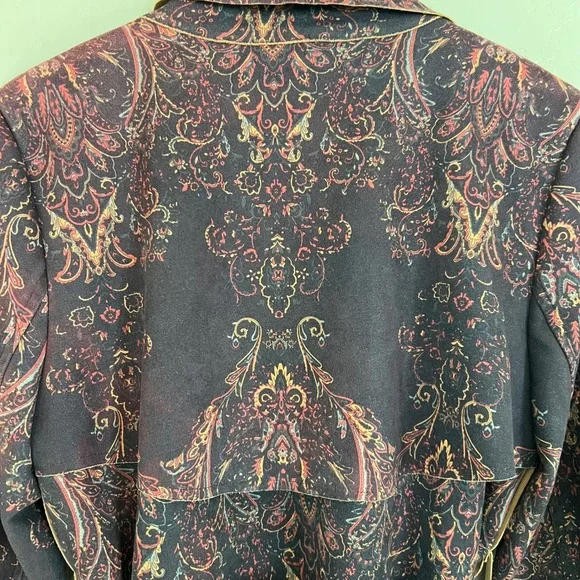 SOLITAIRE Womens Paisley Print Trench Coat Belted Jacket Long Sleeve - Picture 4 of 6